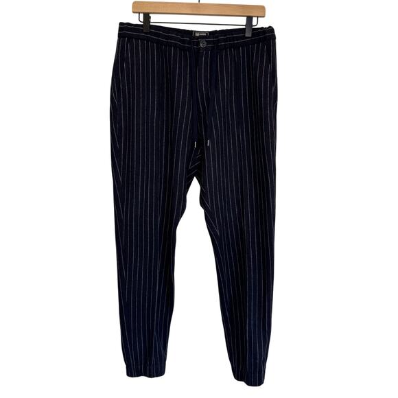 Todd Snyder Navy Blue Wool Knit Pinstripe Trousers Size Large - Picture 1 of 4